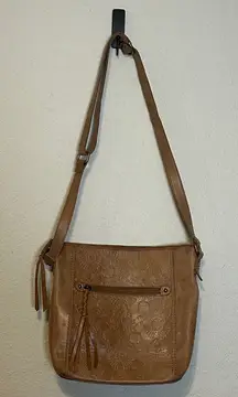 The Sak Tooled Leather Boho Crossbody Handbag