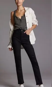 NWT AG Adriano Goldschmied Alexxis Slim Jean in Blackboard Distressed Size 29