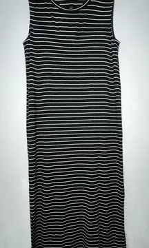 Madewell Black Stripe Midi Viscose Tank T-shirt Dress Women XS Boho Casual Y2K