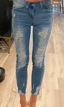 Ripped Skinny Ankle Jeans