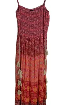 Love Sam Maxi Dress Size M Boho Smock Top Multicolor Bali‎ Summer Lined Flowy