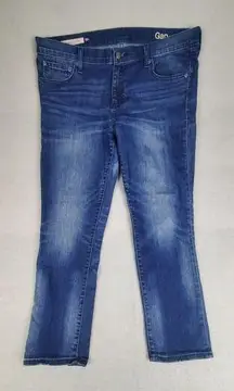 Gap Jeans Womens 32r Blue 1969 Girlfriend Stretch Dark Wash