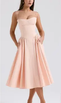 House of CB‎ Samaria dress. In color peach parfait. NWOT size XS A-C