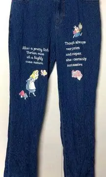 Disney Alice in Wonderland Printed Hi Waist Jeans