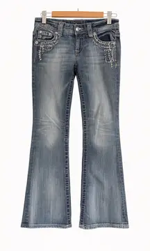 Miss Me Easy Bootcut Jeans – Size 25 (Fits Up to 27") Rhinestone & Silver Button