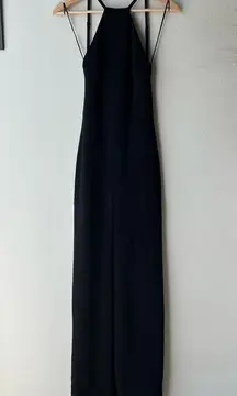 Solace London Gown Darce Black Open Back Halter Maxi Gown Size 4