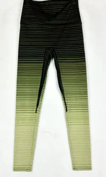 K-Deer Sneaker Length Leggings Size Medium Stripe Ombre Green Athletic