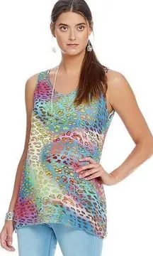 John Mark Sleeveless Tank Top with Multicolor Print Various Colors Size L