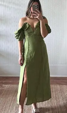 Cult Gaia  Muna Midi Dress in Palm Green Sz 6