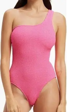 New Good American Always Fits Hot Shoulder One Piece Swimsuit Barbie Pink