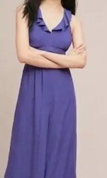 Anthropologie Maeve‎ Justine Blue Polka Dot Wide Leg Jumpsuit Size 0P Preppy