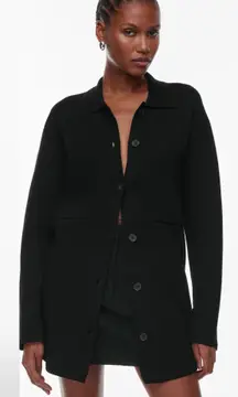 Babaton Society Sweater Button-up knit shacket Black