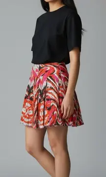INC Boho Sequin A-Line Skirt 6 Cotton Pink Red Orange Flowy Pleated Festival