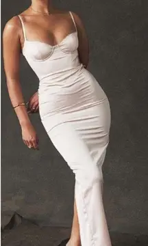 HOUSE OF‎ CB 'Stefania' Soft Peach Corset Maxi Dress NWOT Size L