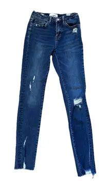 Vervet Jeans Womens 25 Blue Denim Stretch Mid Rise Fray Distressed Ankle Skinny