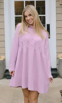 FREE PEOPLE Jaci Long Sleeve Mock Neck Sweater Dress in Lavender Size X-Small