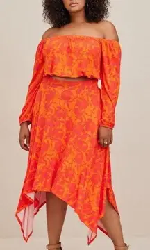 Torrid Handkerchief Hem Super Soft Floral Orange Maxi Skirt - size 0
