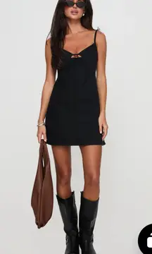 ARWEN DENIM MINI DRESS BLACK