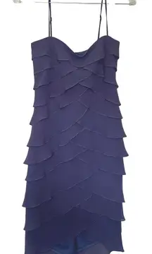 Tadashi‎ Vintage blue purple dress party event formal hoco wedding guest ruffle