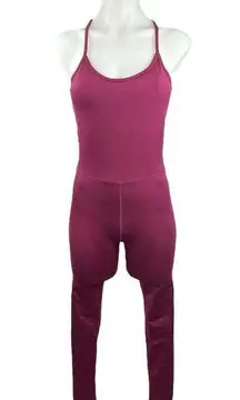 Terez Purple Open Back Yoga Workout Unitard Playsuit Tank Jumpsuit Bodysuit Sz S