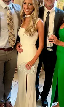 BLAKE SQUARE-NECK STRETCH CREPE MAXI DRESS