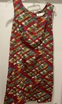 Vintage Kathie Lee Collection Multicolored Geometric Printed Sleeveless Dress