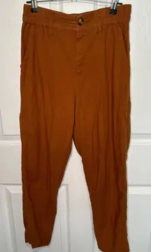 American Eagle Linen Blend High Waisted Cropped Pants Rust Orange Size Small