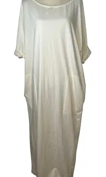 FP Beach Free People Oversized Cotton T Shirt Dress Cream Long Maxi Size L