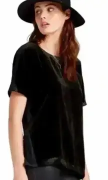 Lucky Brand Women’s‎ Black Velvet Zipper Detail Boho Casual Top Size S