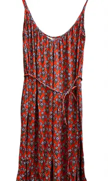Boden New Firecracker Poppy Floral Adjustable Straps Tie Waist Jersey Dress
