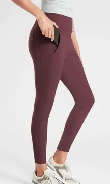 Athleta Headlands Hybrid Trek Tights Burgundy Size 8