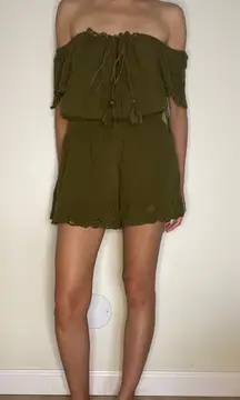 olive green eyelet romper