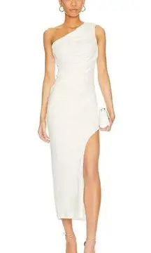 BARDOT Rosalie One Shoulder Sheath Midi Dress Orchid White Womens Size Small