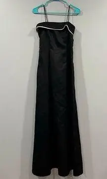 Zum Zum Black Light Pink Bow Split Back Satin Dress Gown 3/4 Vintage VTG