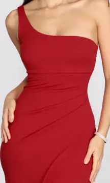 Red One Shoulder Prom Dress