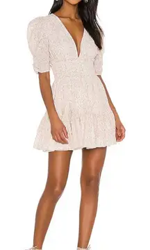 Cleobella Sadie Cotton Mini Dress in Ditzy Cream with Peach Floral - Size S