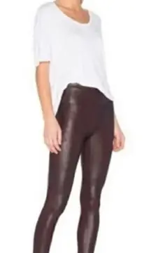 Spanx Ready to Wow Faux Leather Leggings High Rise Wine Sz. S