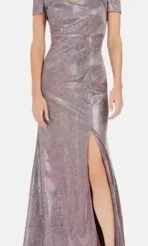 Nightway Glitter Tornazol Silver Fuchsia Gown Long Formal Dress Size 4 NYE