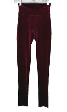 Spanx Pants Womens Small Burgundy Velvet Legging Tummy Control Skinny Grunge