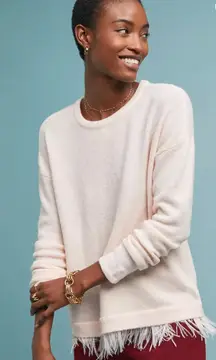 Moth Anthropologie Sweater Women Small Pink Knit Feather Hem Westwood Preppy