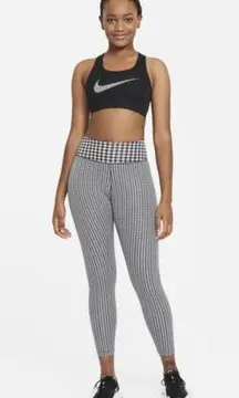 NWT Nike Women's Dri-FIT Mid Rise 7/8 One Icon Clash Leggings Black