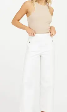 Spanx Cropped Twill Wide-Leg Pants – White  Size Medium