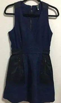 G-Star Raw Dark Blue Zipper Closure Sleeveless Pockets Denim Jeans Dress S Tall