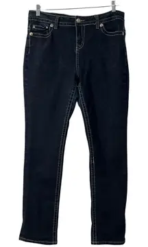 Rebel Soul Womens Jeans Size 14 Blue Straight Leg Mid Rise Sequins Stretch 34"