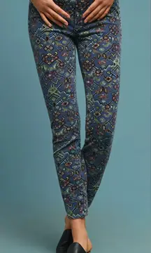 Pilcro and‎ the Letterpress Blue Patterned Skinny Pants Corduroy waist 25 boho