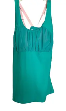 tank top Size medium  Turquoise green  Pink straps