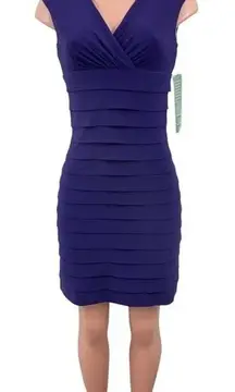 NWT American‎ Living Purple Sheath Dress Ruched Fitted Size 2 Sleeveless