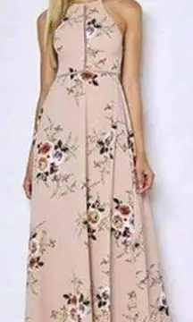 MISSLOOK Halter Style Tie Back Floral Maxi