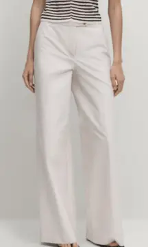 NWT Massimo Dutti Cotton Blend Wide Leg Trousers In Cream Size‎ 8