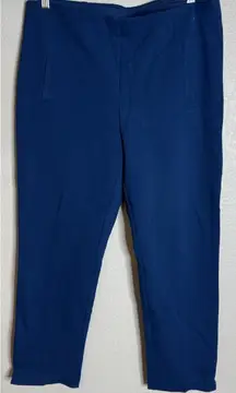 Chicos Womens 2 US Large Ankle Pants Blue Pull On Preppy Career Travel Going Out